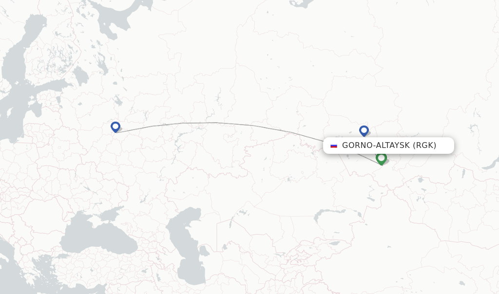 Route map with flights from Gorno-Altaysk with S7 Airlines