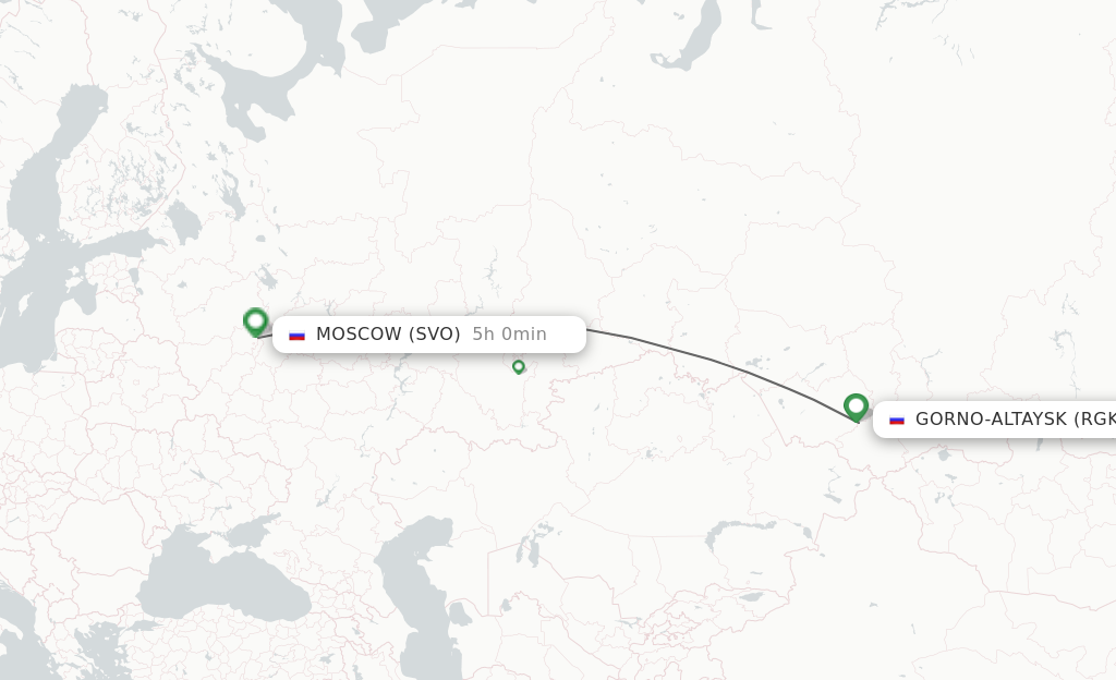 Flights from Gorno-Altaysk to Moscow route map