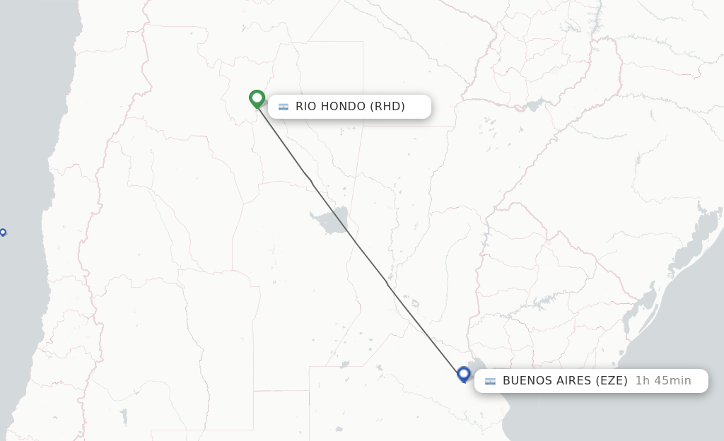 Flights from Rio Hondo to Buenos Aires route map