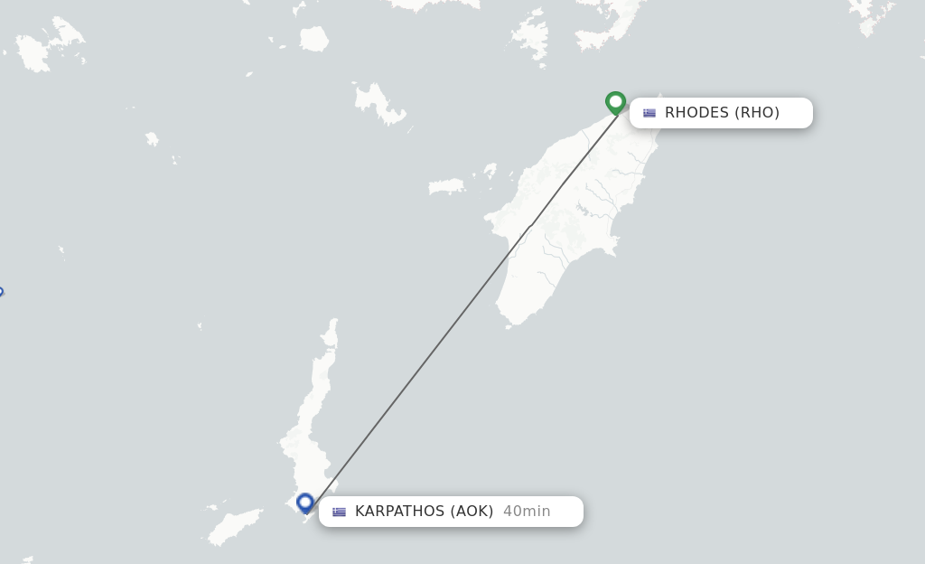 Flights from Rhodes to Karpathos route map