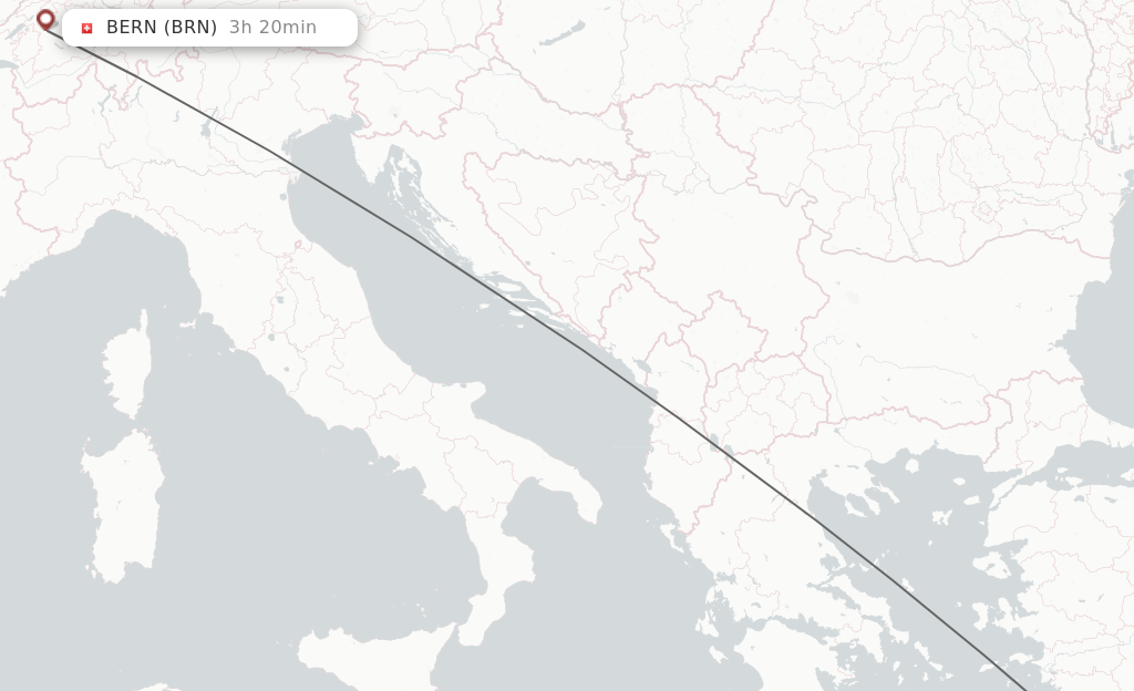 Flights from Rhodes to Berne route map