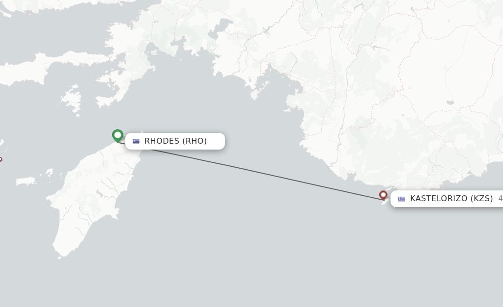 Flights from Rhodes to Kastellorizo route map