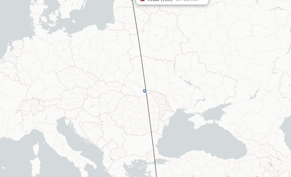 Flights from Rhodes to Riga route map
