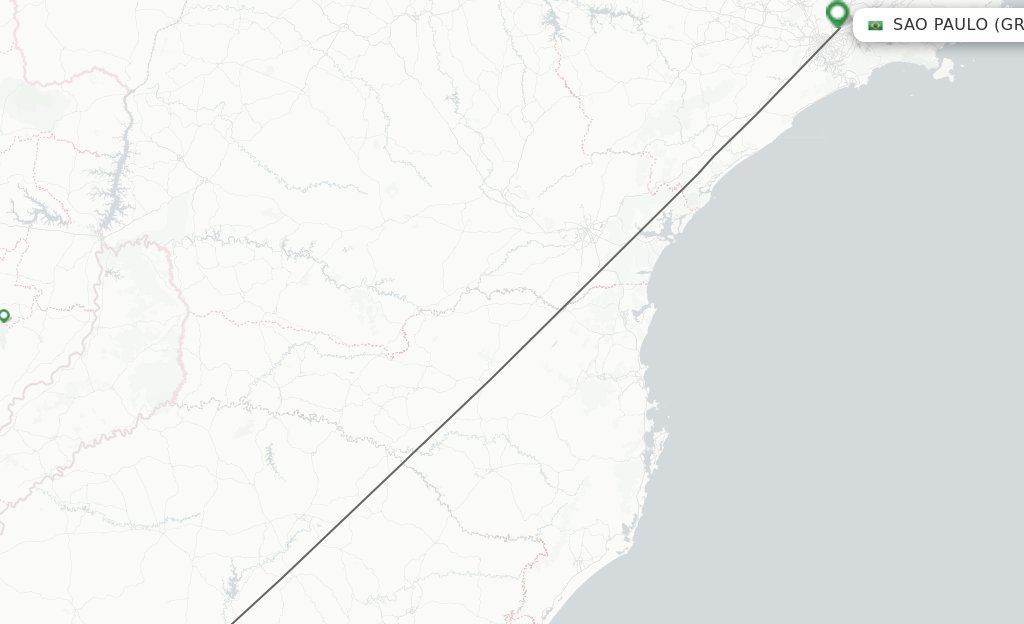 Flights from Santa Maria to Sao Paulo route map
