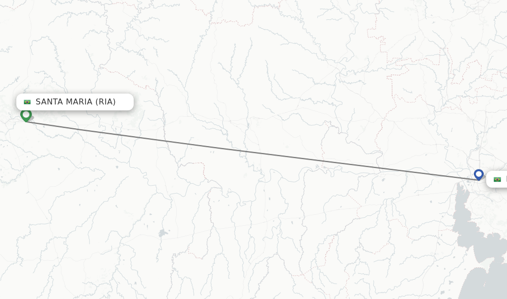 Flights from Santa Maria to Porto Alegre route map