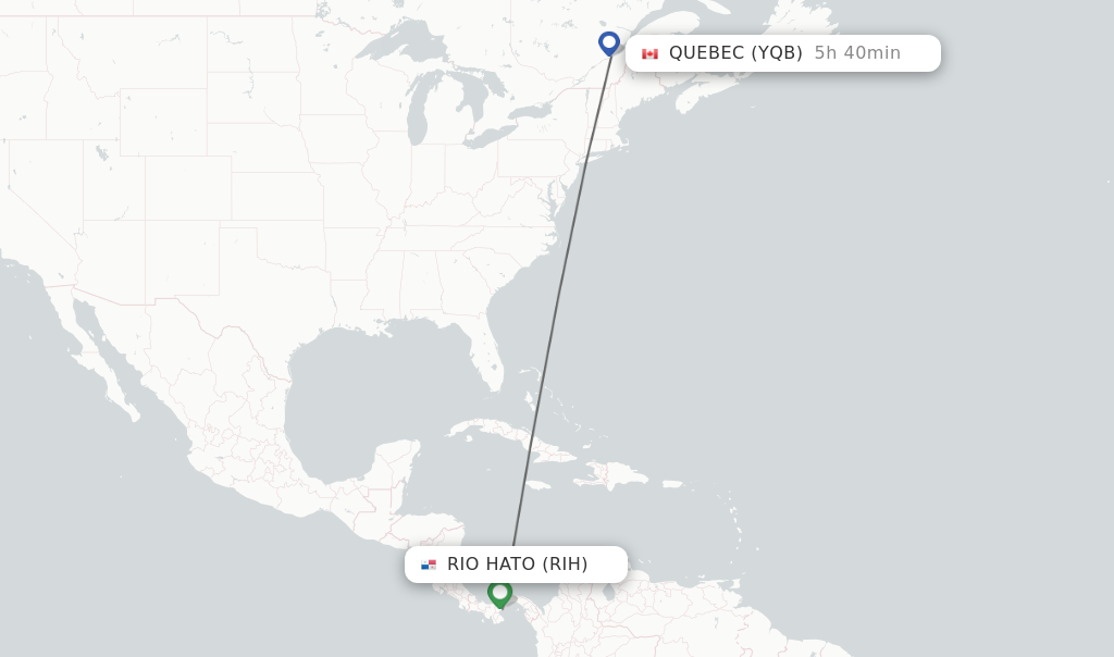 Flights from Rio Hato to Quebec route map