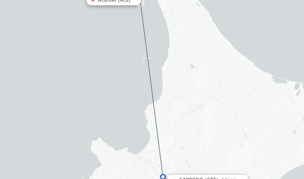 Flights from Rishiri to Sapporo route map