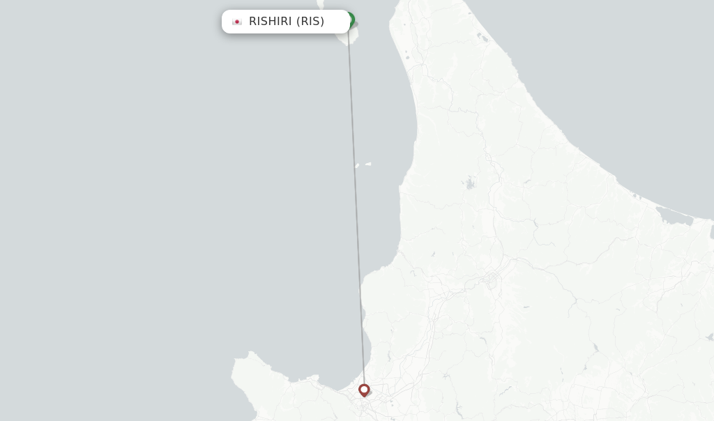 Route map with flights from Rishiri with JAL