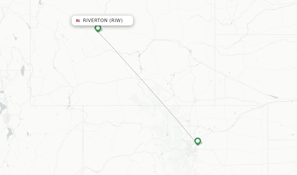 Flights from Riverton to Rock Springs route map