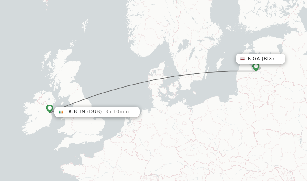 Direct (nonstop) flights from Riga to Dublin schedules