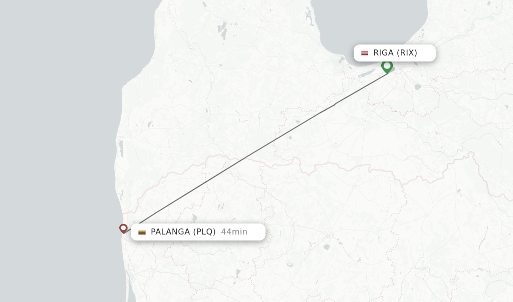 Flights from Riga to Palanga route map