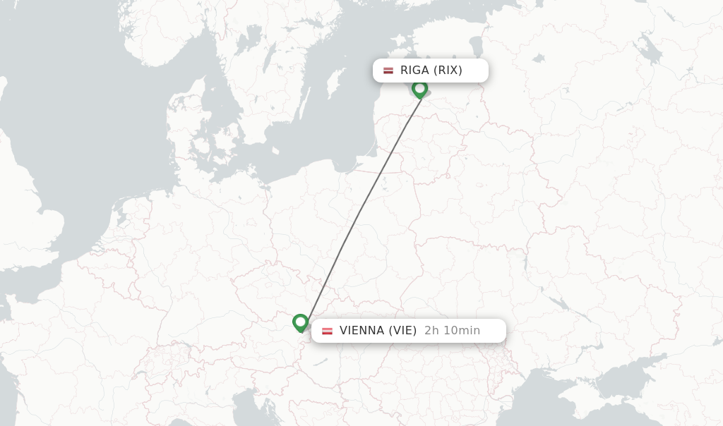 Flights from Riga to Vienna route map