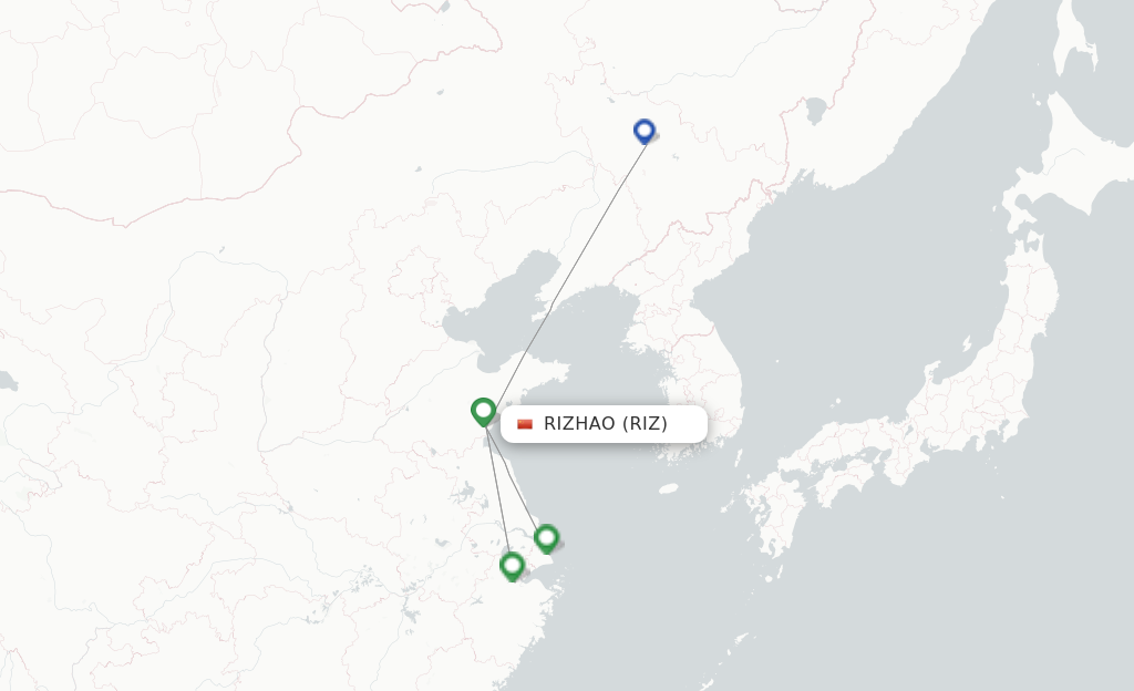 Route map with flights from Rizhao with Loong Air