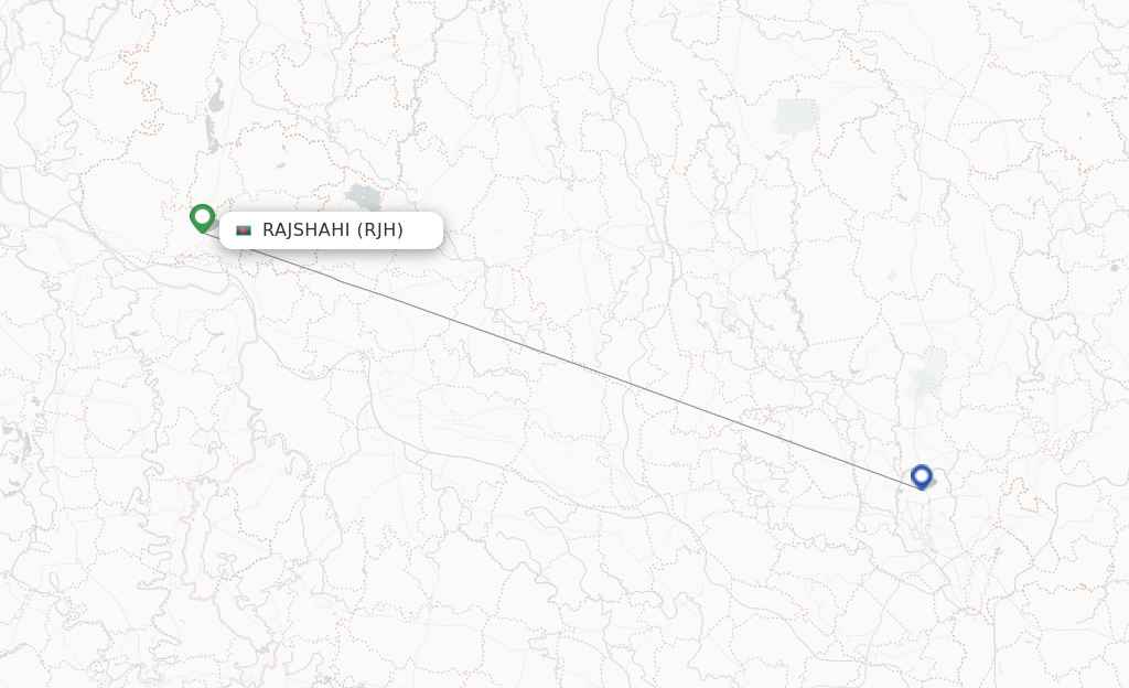 Route map with flights from Rajshahi with Biman Bangladesh Airlines