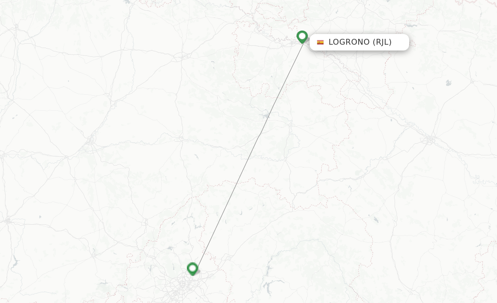 Route map with flights from Logrono with Iberia
