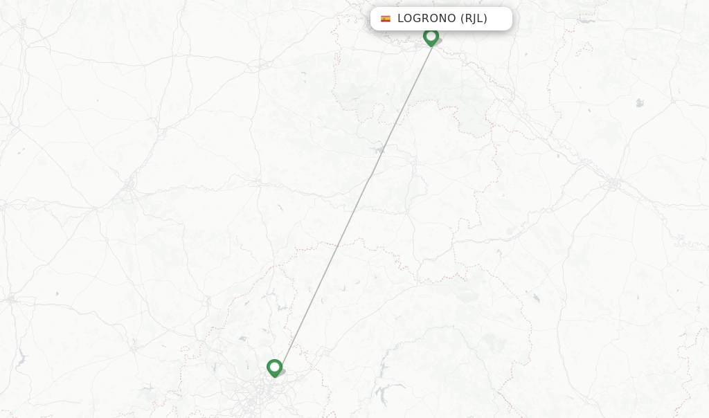 Route map with flights from Logrono with Iberia