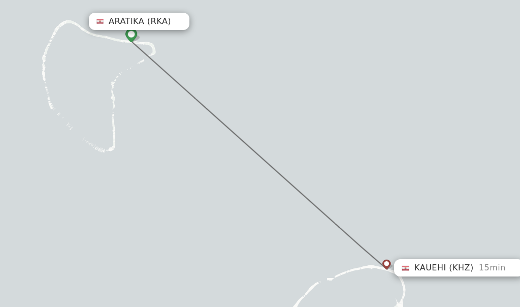 Flights from Aratika to Kauehi route map