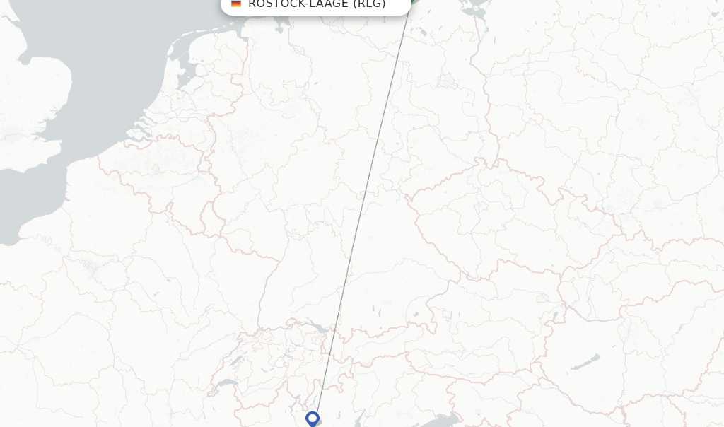 Route map with flights from Rostock-Laage with ITA Airways