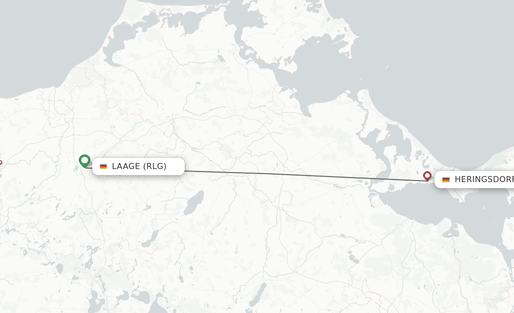 Flights from Rostock-Laage to Heringsdorf route map