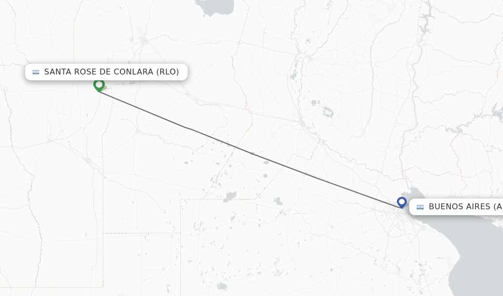 Flights from Santa Rose de Conlara to Buenos Aires route map