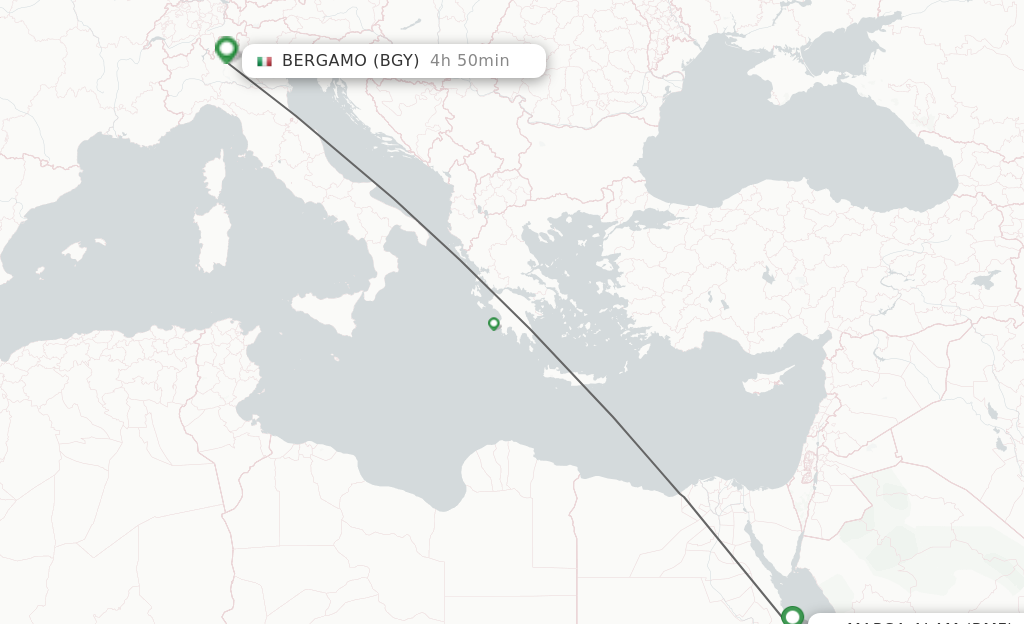 Flights from Marsa Alam to Milan route map
