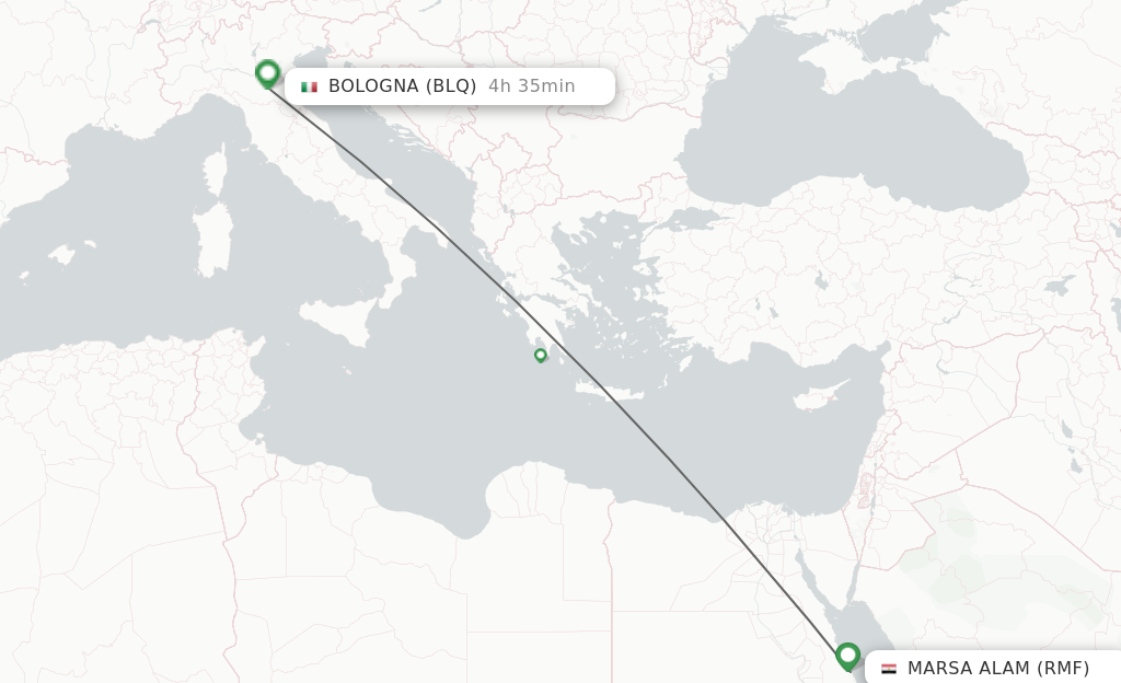 Flights from Marsa Alam to Bologna route map