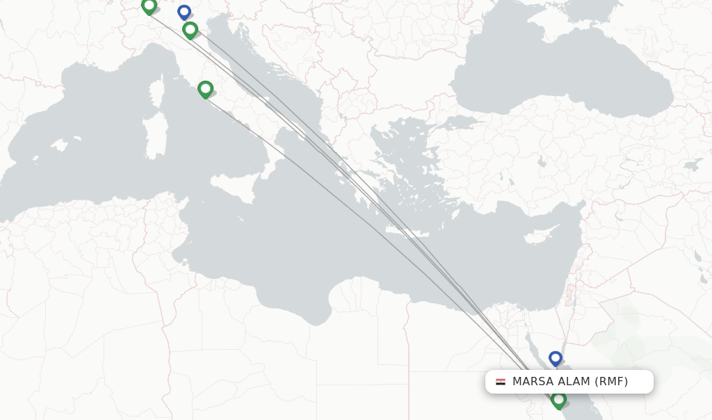 Route map with flights from Marsa Alam with Neos