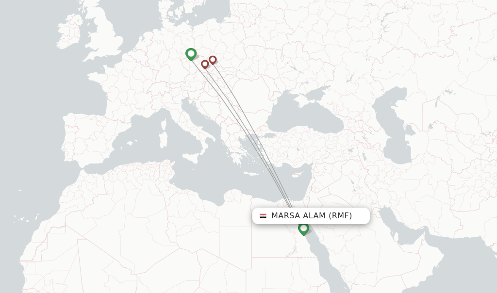Route map with flights from Marsa Alam with SmartWings
