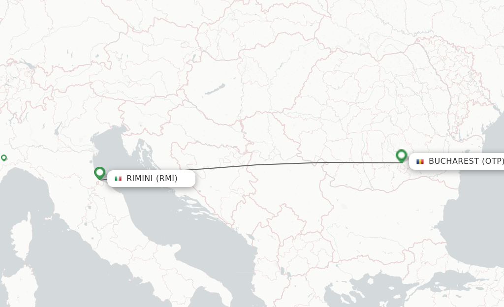 Flights from Rimini to Bucharest route map