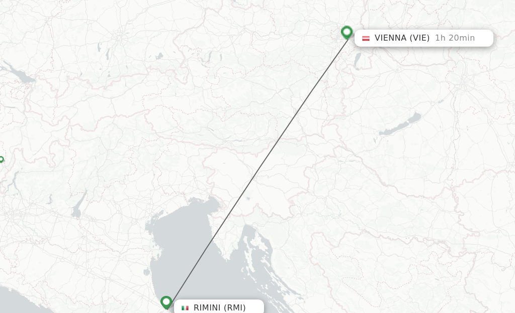 Flights from Rimini to Vienna route map