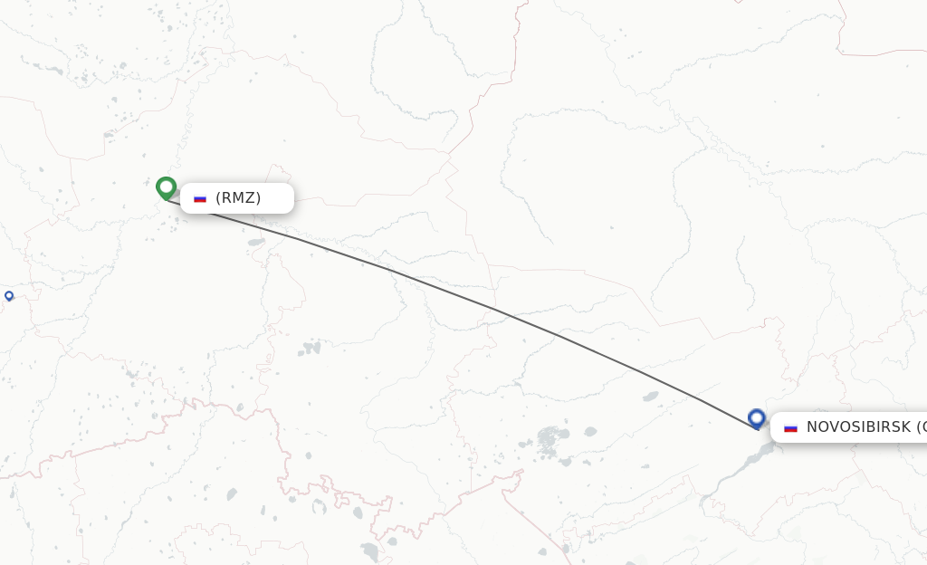 Flights from Tobolsk to Novosibirsk route map