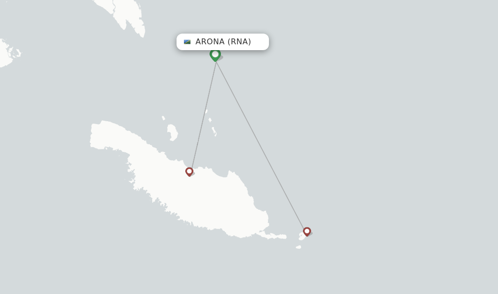 Route map with flights from Arona with Solomon Airlines