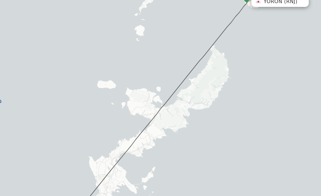 Flights from Yoronjima to Okinawa route map