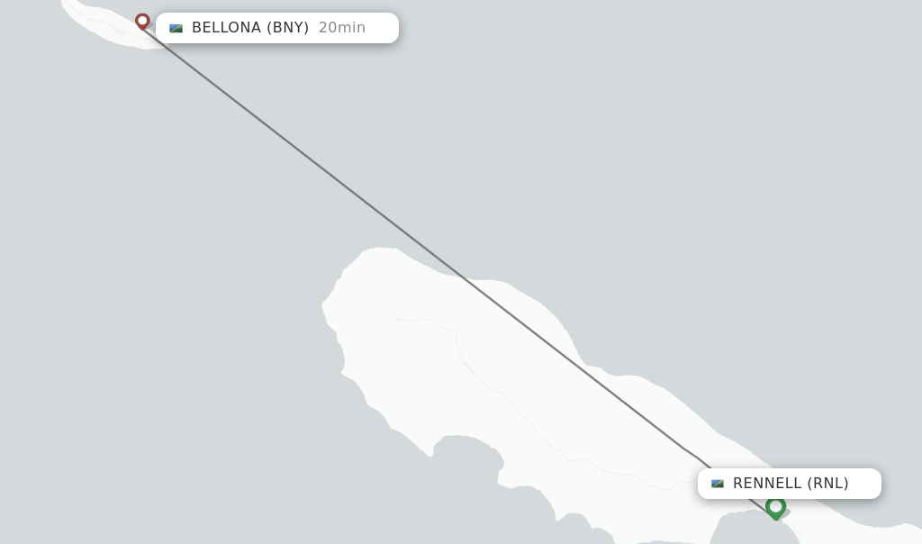 Flights from Rennell to Bellona route map