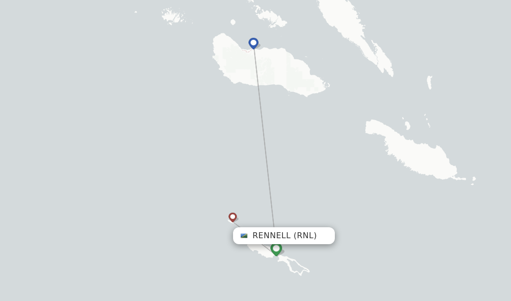 Route map with flights from Rennell with Solomon Airlines
