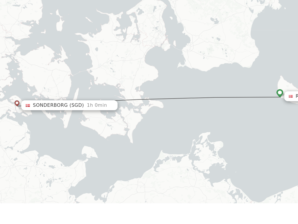 Flights from Bornholm to Sonderborg route map