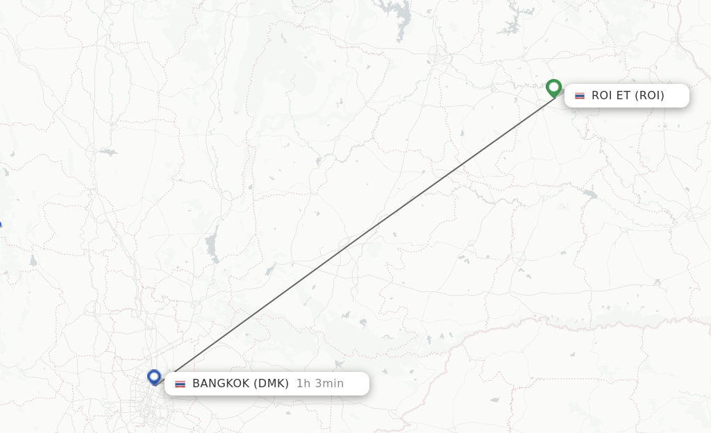 Flights from Roi Et to Bangkok route map
