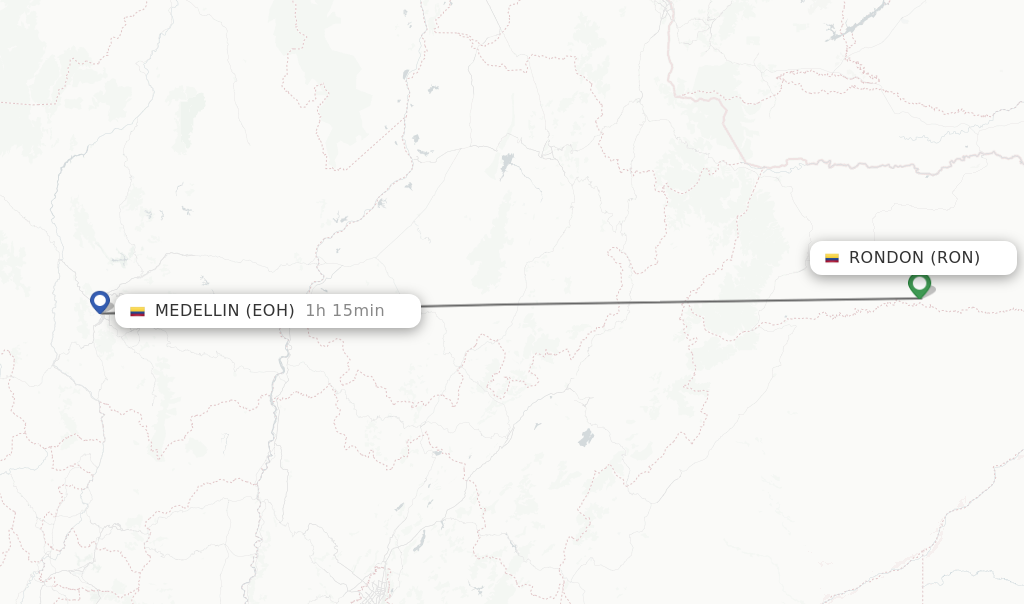 Flights from Rondon to Medellin route map