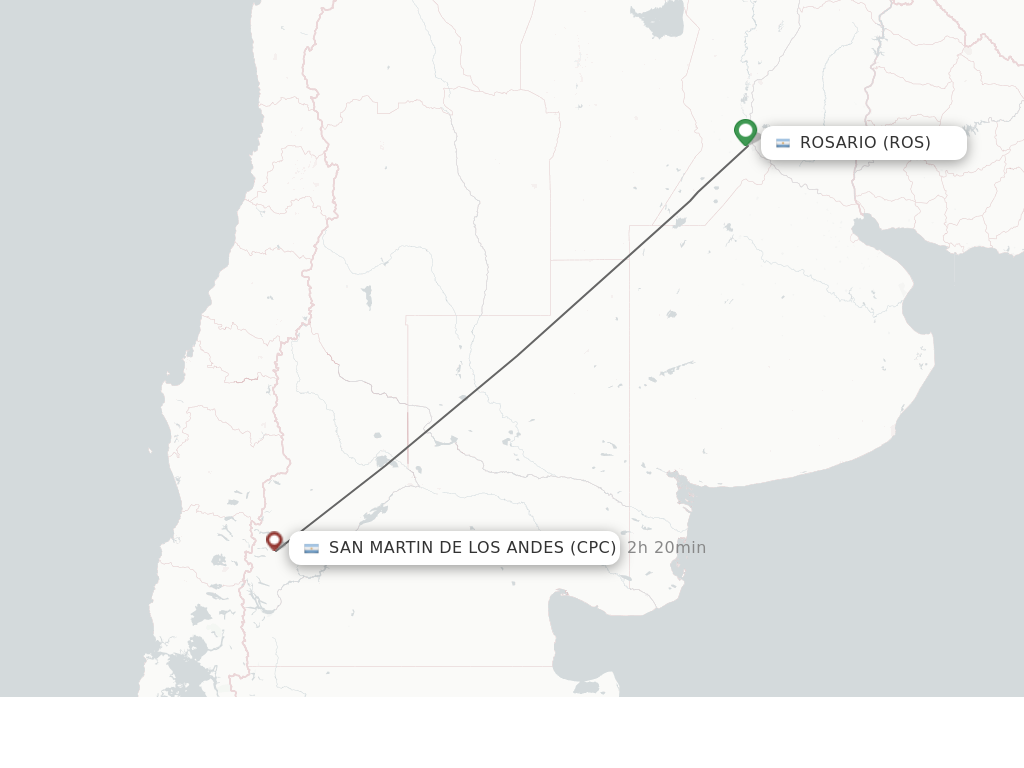 Flights from Rosario to San Martin De Los Andes route map