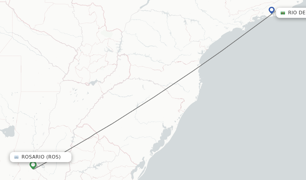 Flights from Rosario to Rio De Janeiro route map