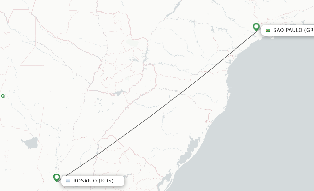 Flights from Rosario to Sao Paulo route map