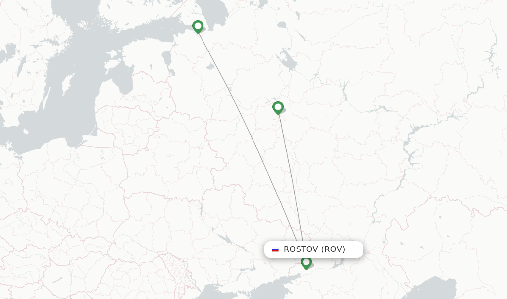 Route map with flights from Rostov with Smartavia