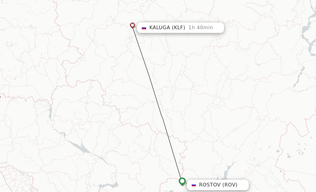 Flights from Rostov to Kaluga route map