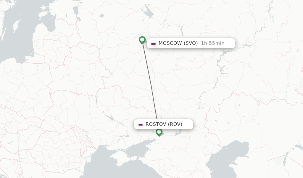 Flights from Rostov to Moscow route map