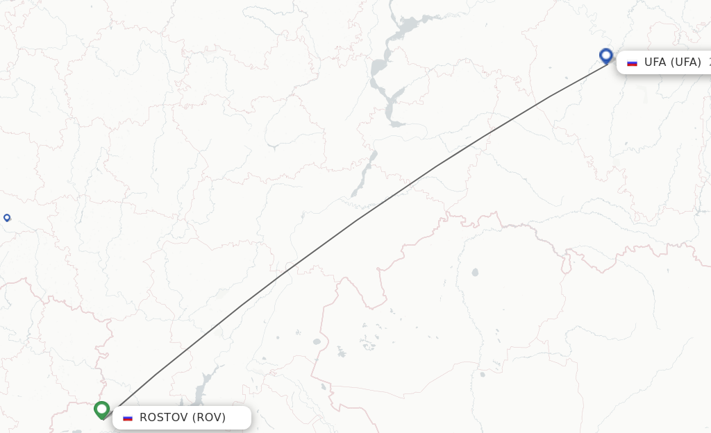 Flights from Rostov to Ufa route map
