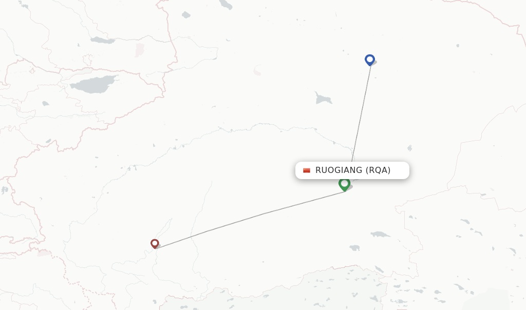 Route map with flights from Ruogiang with Chengdu Airlines