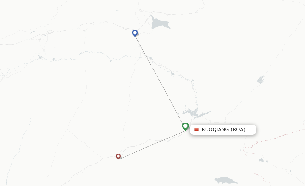 Route map with flights from Ruogiang with Gestair