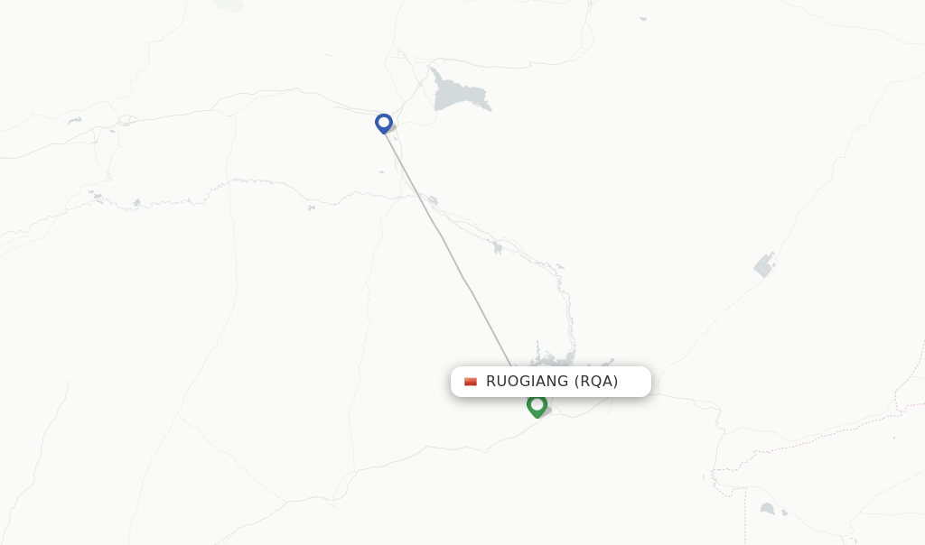Route map with flights from Ruogiang with Tianjin Airlines