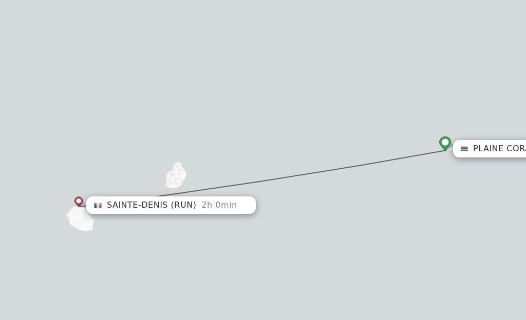 Flights from Rodrigues Island to Saint Denis de la Reunion route map