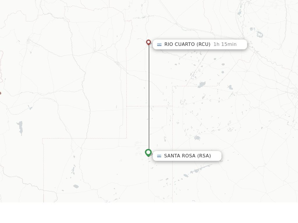 Flights from Santa Rosa to Rio Cuarto route map